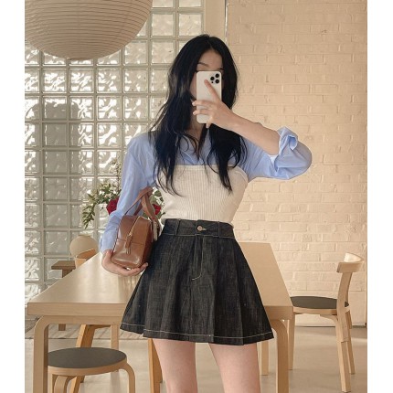 牛仔半身裙(3color)♡