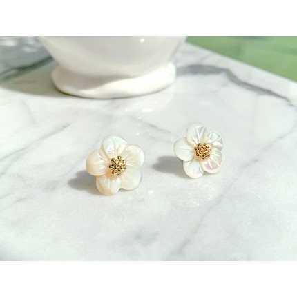貝殼小花耳環♡
